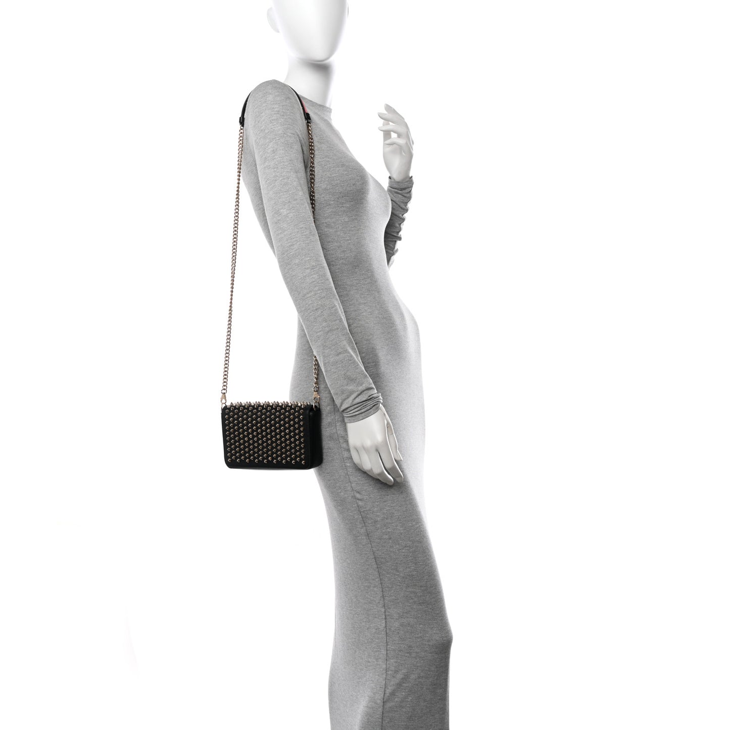 Calfskin Spiked Zoompouch Crossbody Black