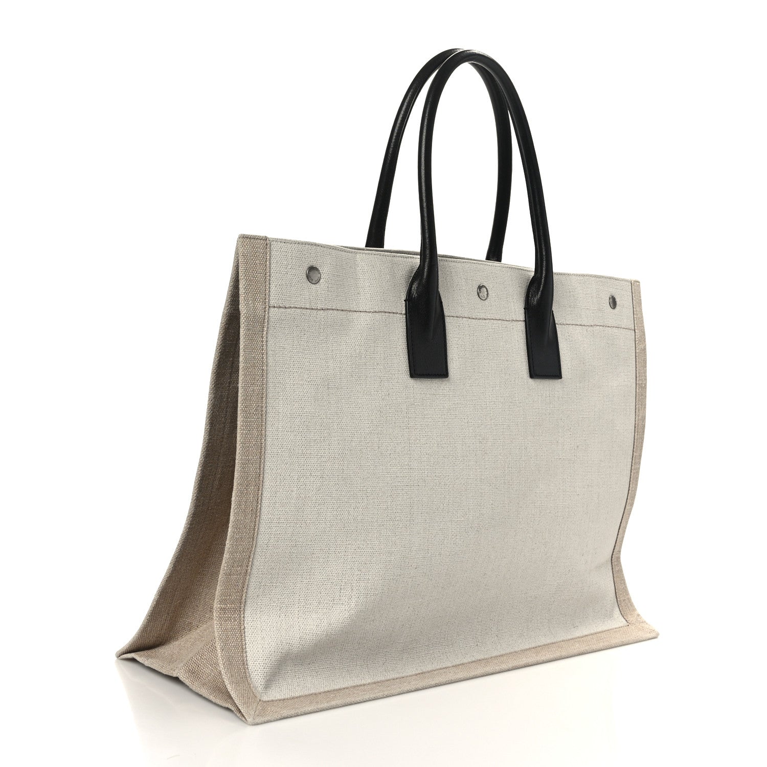 Saint Laurent Linen Calfskin Rive Gauche Tote Optic White 4 of 8