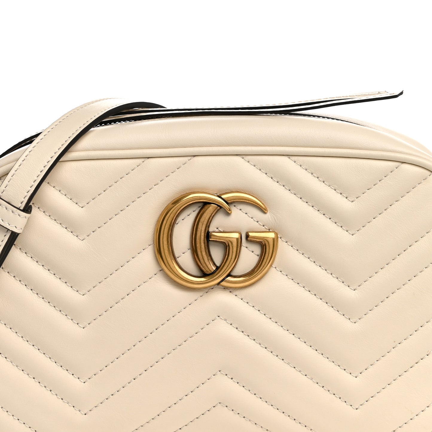 Calfskin Matelasse Small GG Marmont Chain Shoulder Bag White