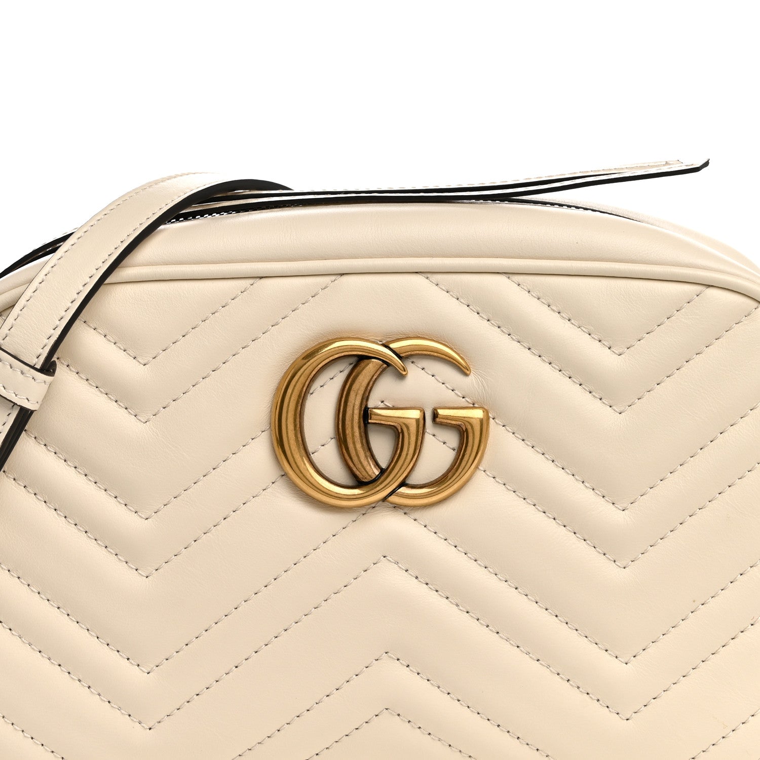 Gucci Calfskin Matelasse Small GG Marmont Chain Shoulder Bag White 9 of 12