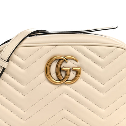 Gucci Calfskin Matelasse Small GG Marmont Chain Shoulder Bag White 9 of 12