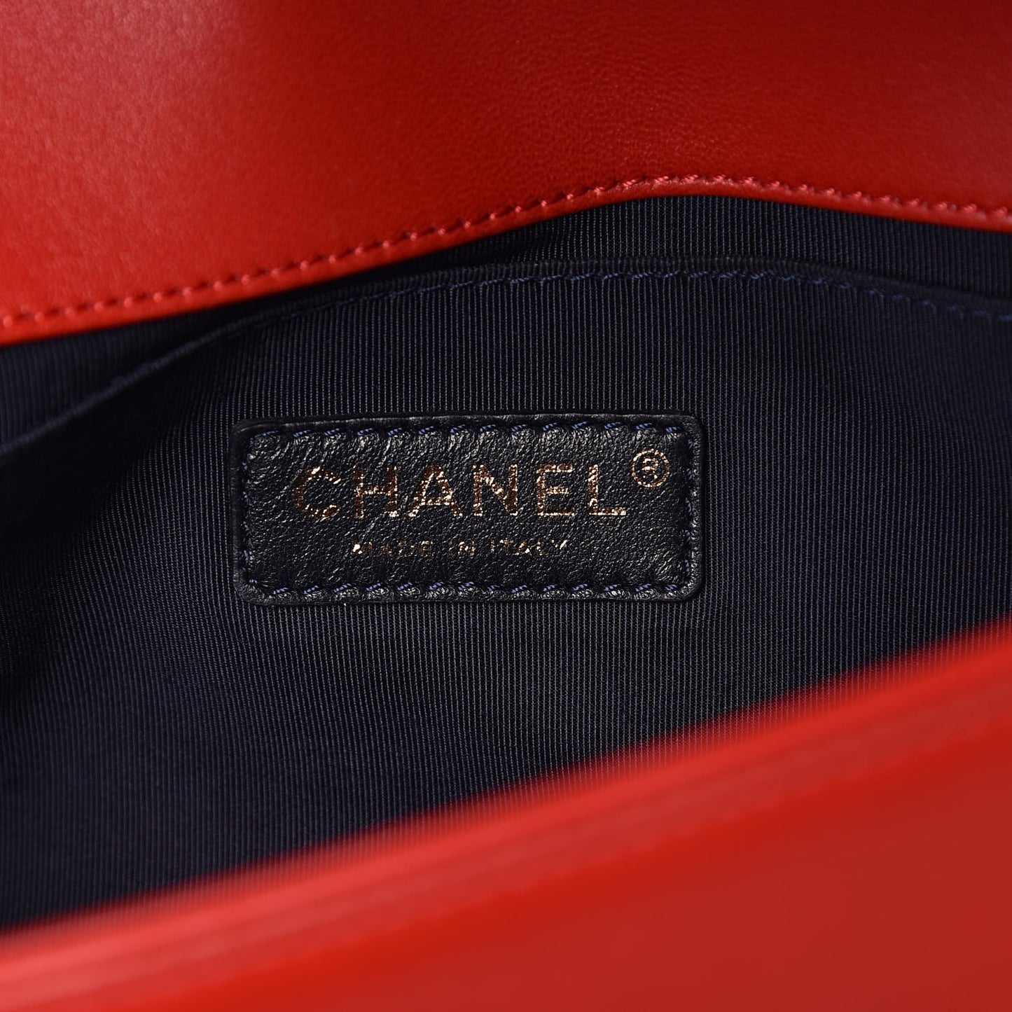 Lambskin Embossed Medium Boy Cube Flap Red