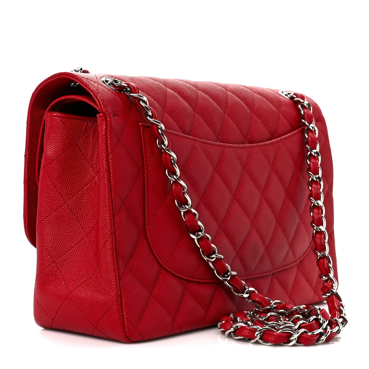 Chanel Caviar Quilted Jumbo Double Flap Red 3 of 11