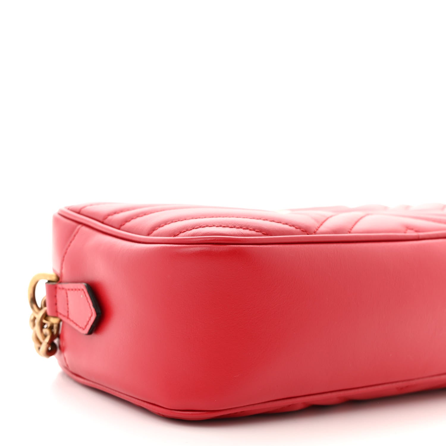 Gucci Calfskin Matelasse Small GG Marmont Chain Shoulder Bag Hibiscus Red 9 of 11