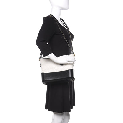 Chanel Aged Calfskin Quilted Medium Gabrielle Hobo Black White 2 of 12