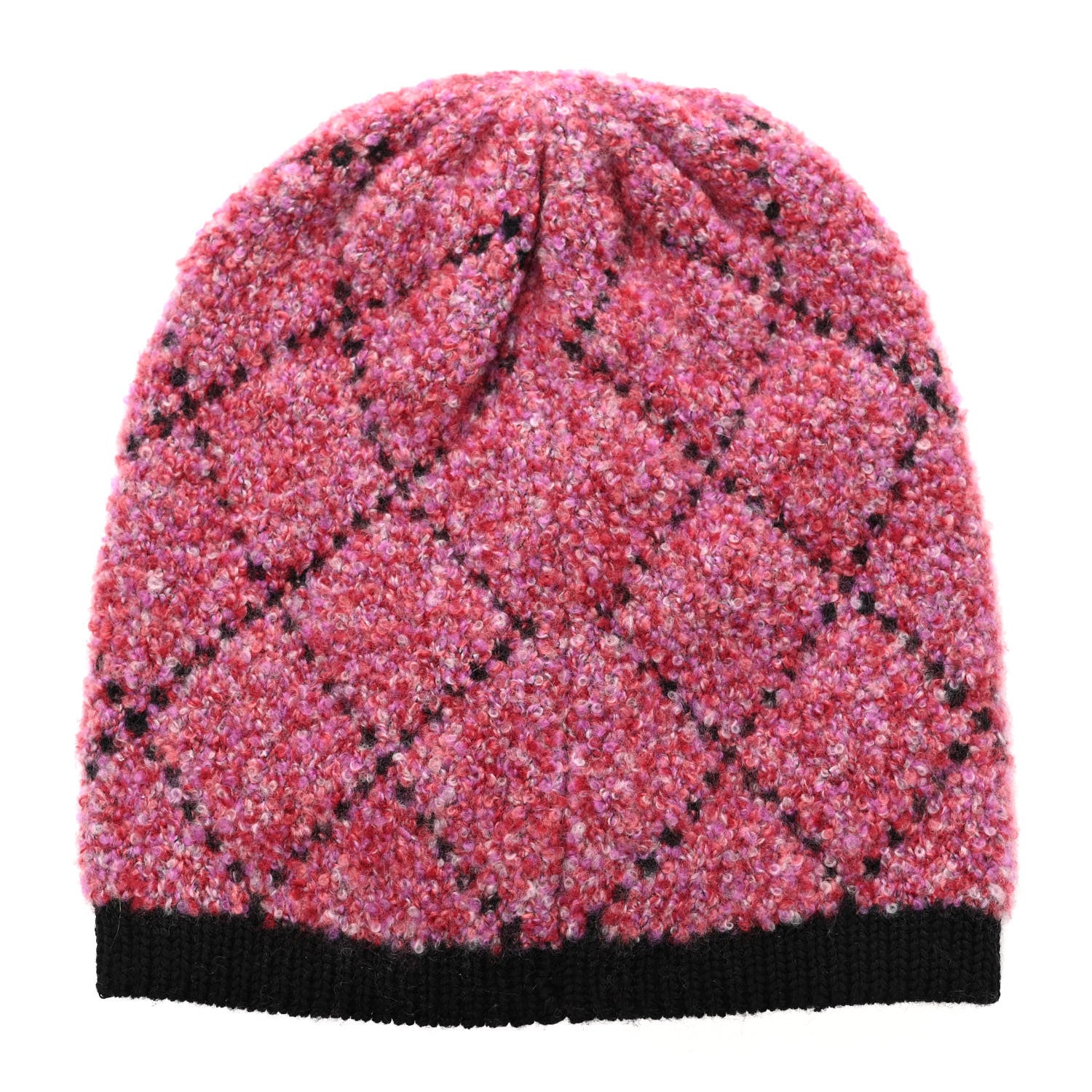 Chanel Cashmere Logo Beanie Hat Dark Pink Black 3 of 4