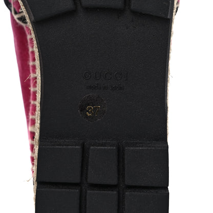 Gucci Velvet Sylvie Web Platform Espadrilles 37 Light Raspberry Rose 6 of 9