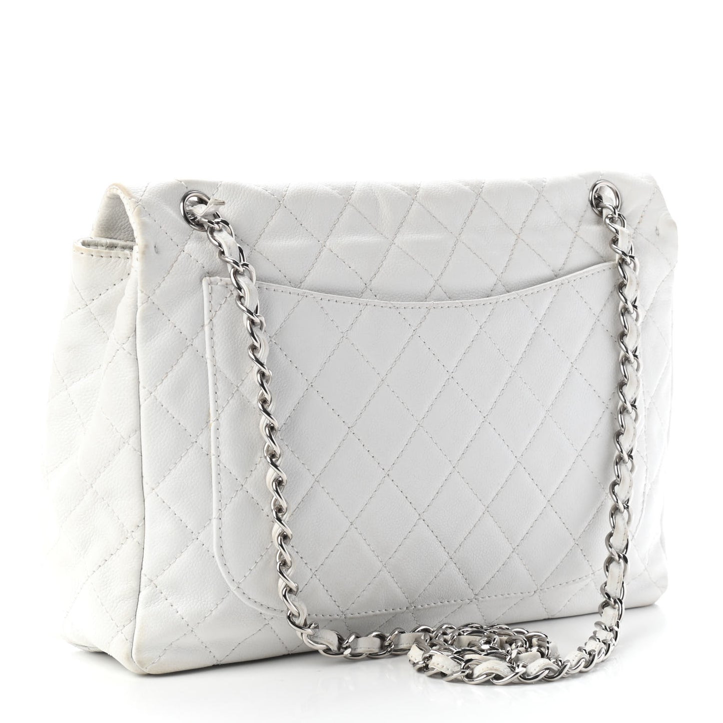 Caviar Quilted XL Jumbo Single Flap White