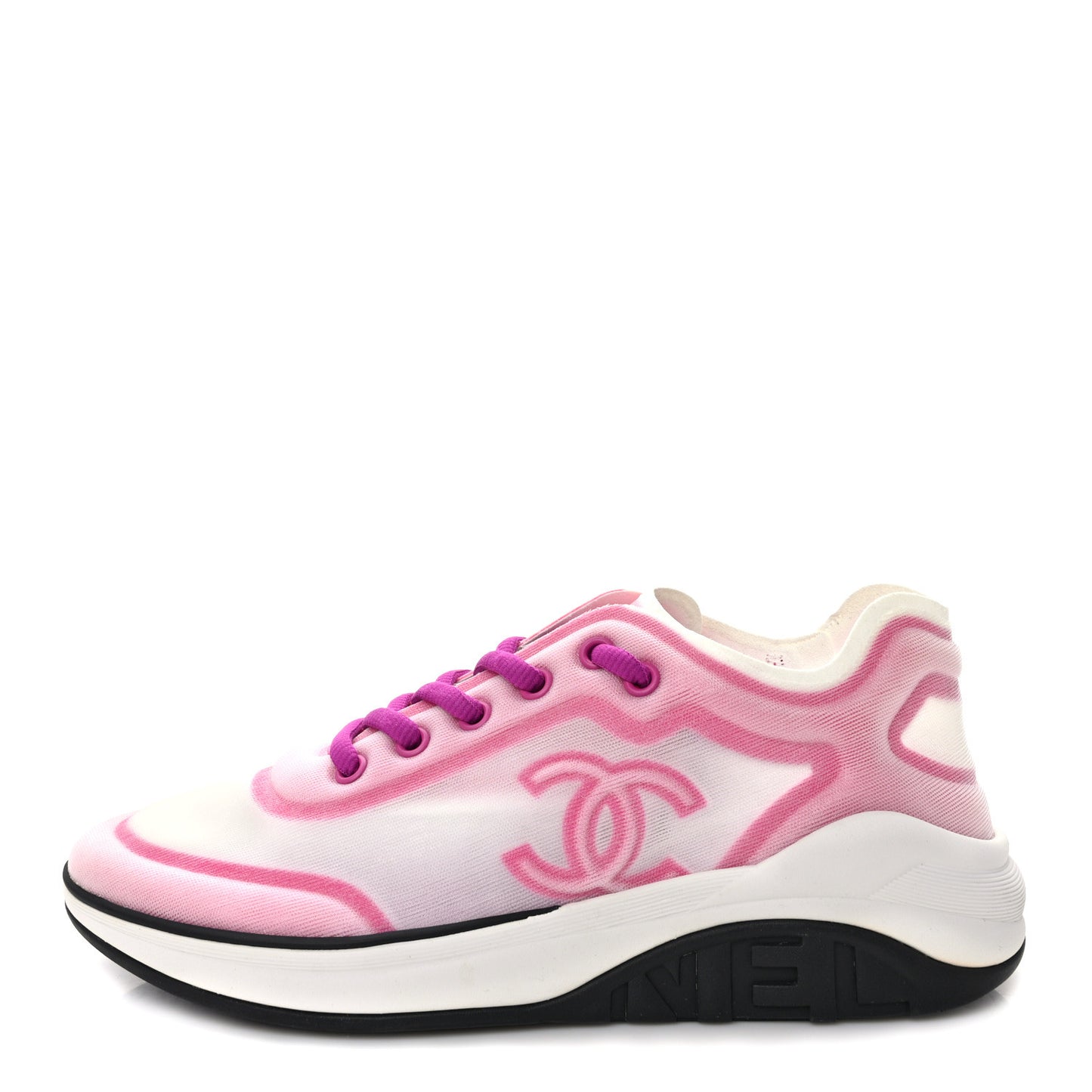 Calfskin Mesh Lyrca Womens Logo Sneakers 37 White Pink