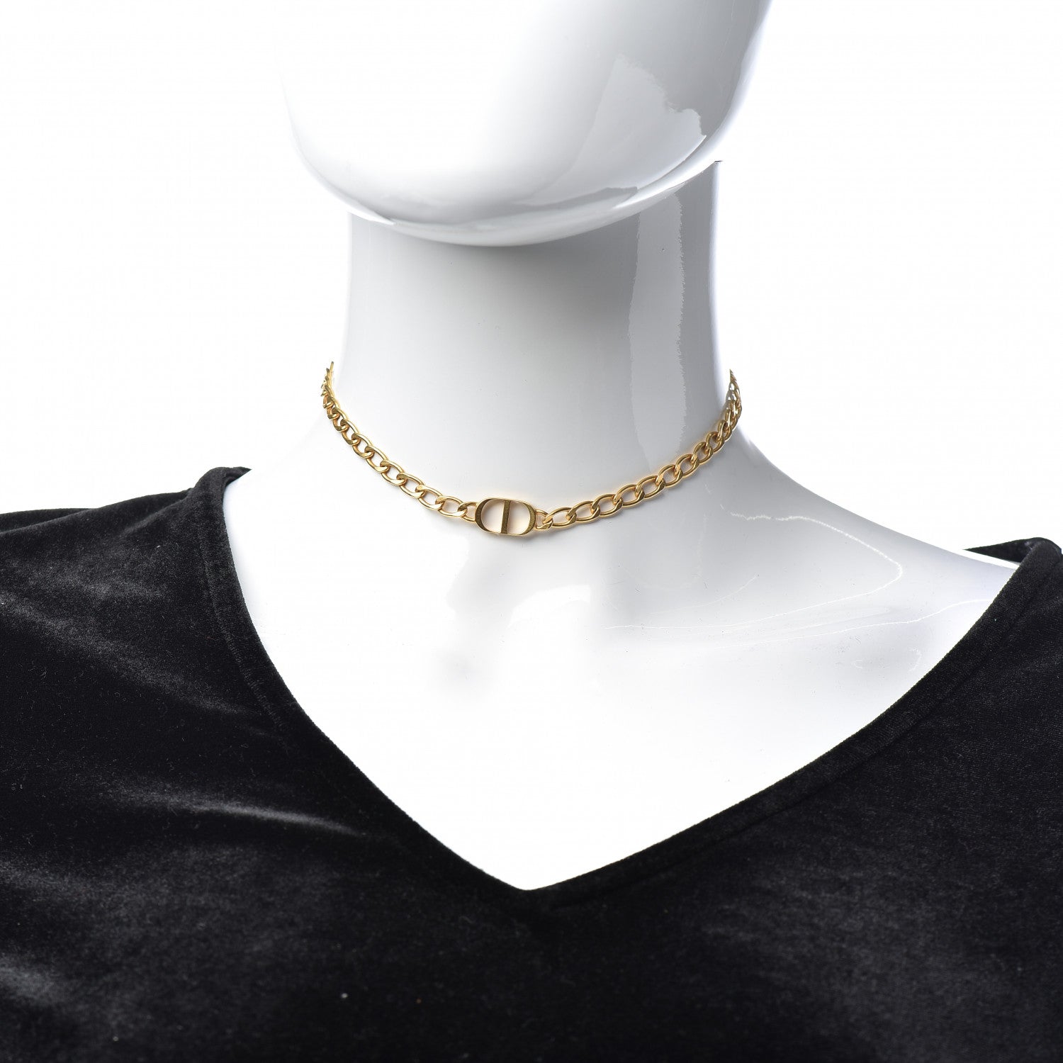 Christian Dior Metal Petit CD Choker Necklace Gold 2 of 5