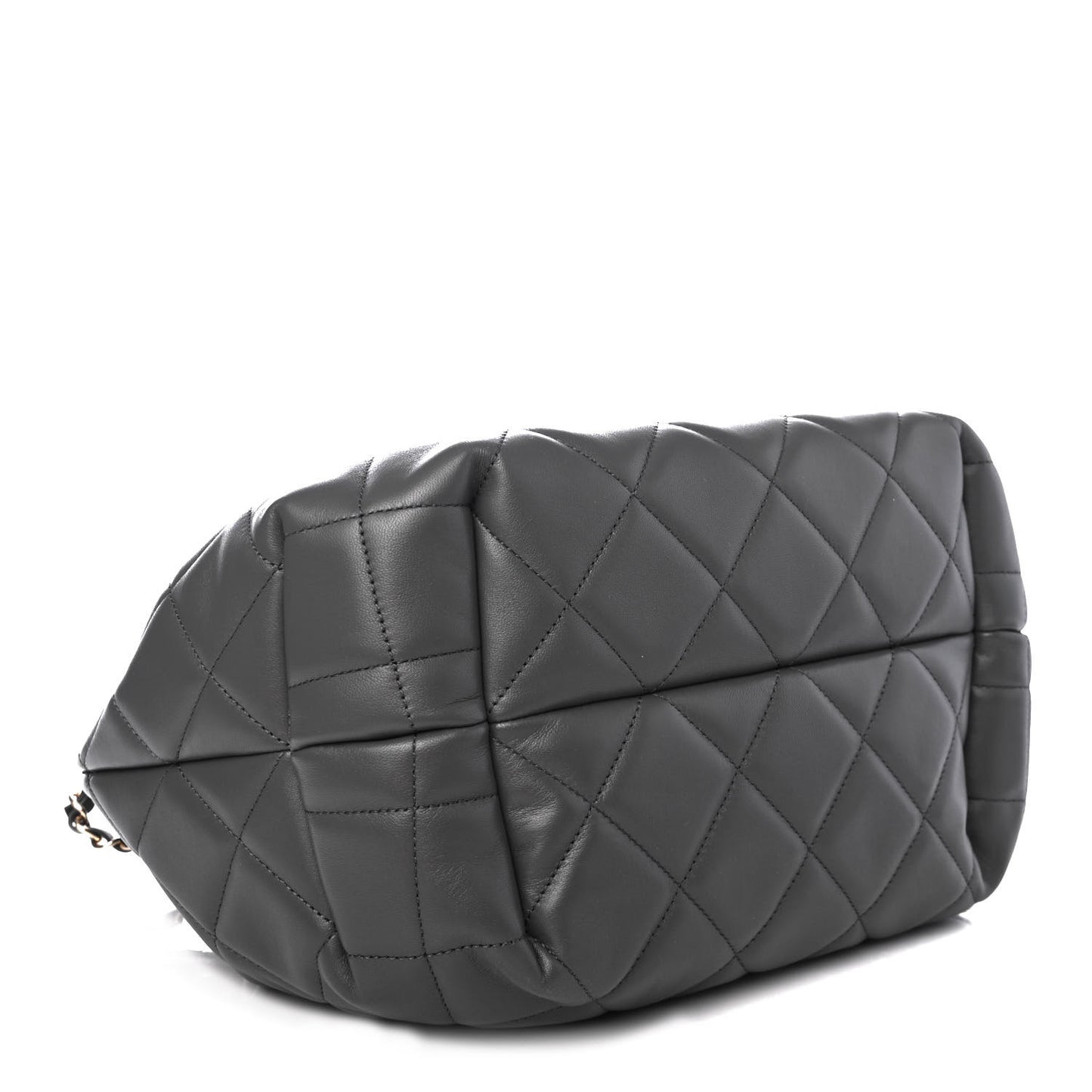 Lambskin Quilted CC Dweller Drawstring Tote Grey