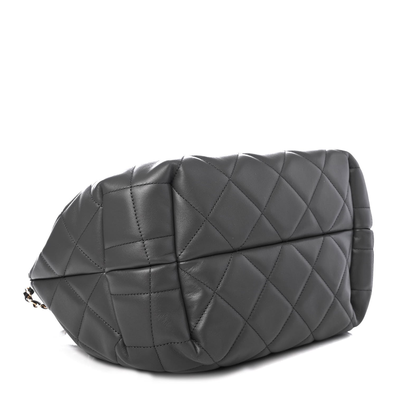 Chanel Lambskin Quilted CC Dweller Drawstring Tote Grey 3 of 4