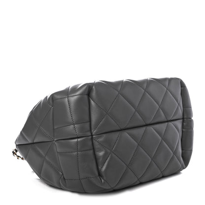 Chanel Lambskin Quilted CC Dweller Drawstring Tote Grey 3 of 4