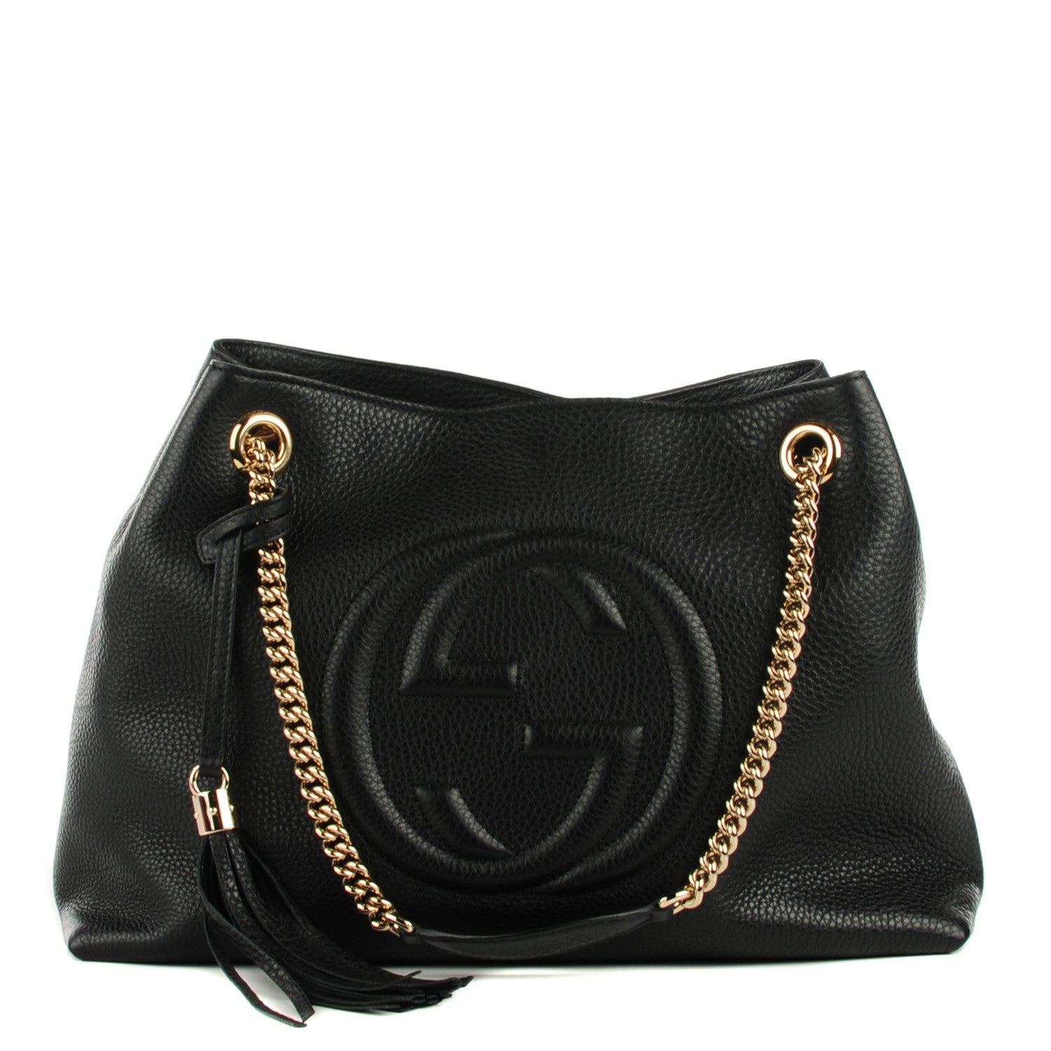 Gucci Pebbled Calfskin Medium Soho Chain Shoulder Bag Black 1 of 7