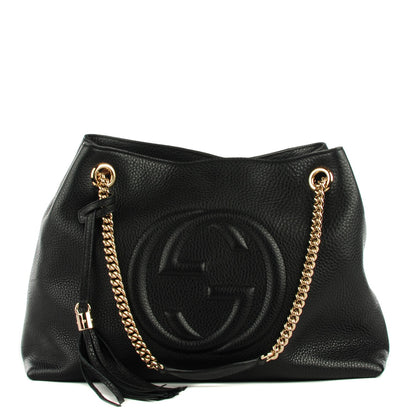 Gucci Pebbled Calfskin Medium Soho Chain Shoulder Bag Black 1 of 7