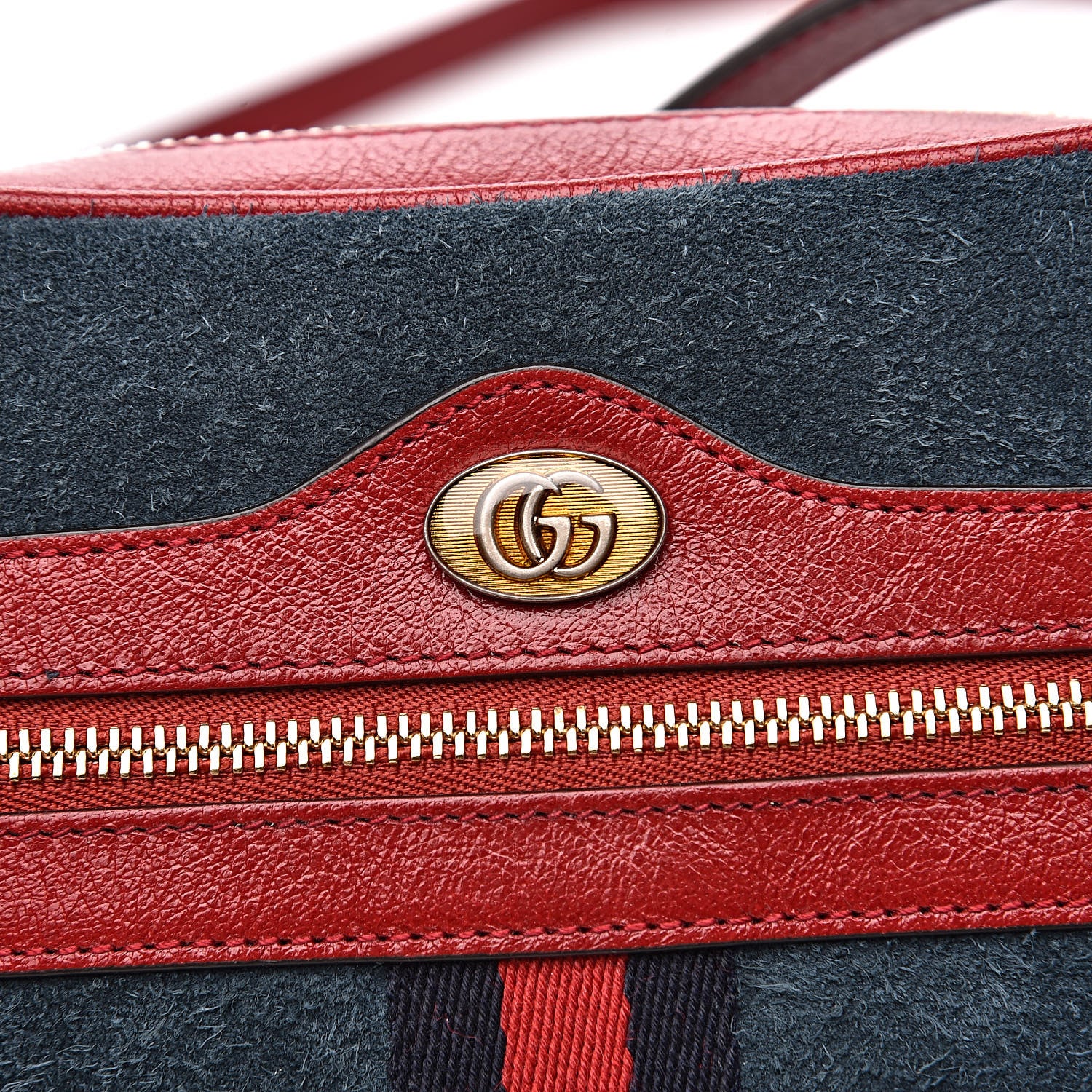 Gucci Suede Calfskin Web Mini Ophidia Shoulder Bag New Blue Romantic Cherry 10 of 11