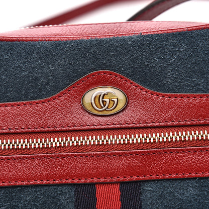 Gucci Suede Calfskin Web Mini Ophidia Shoulder Bag New Blue Romantic Cherry 10 of 11