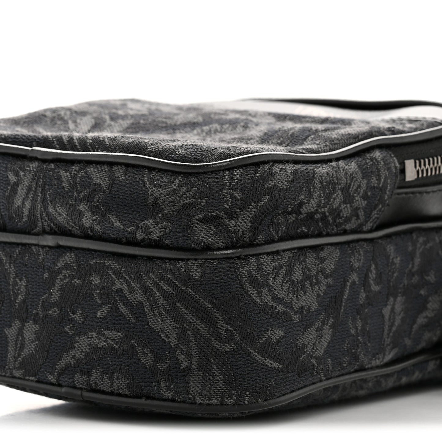 Fabric Jacquard Calfskin Small Barocco Crossbody Bag Black
