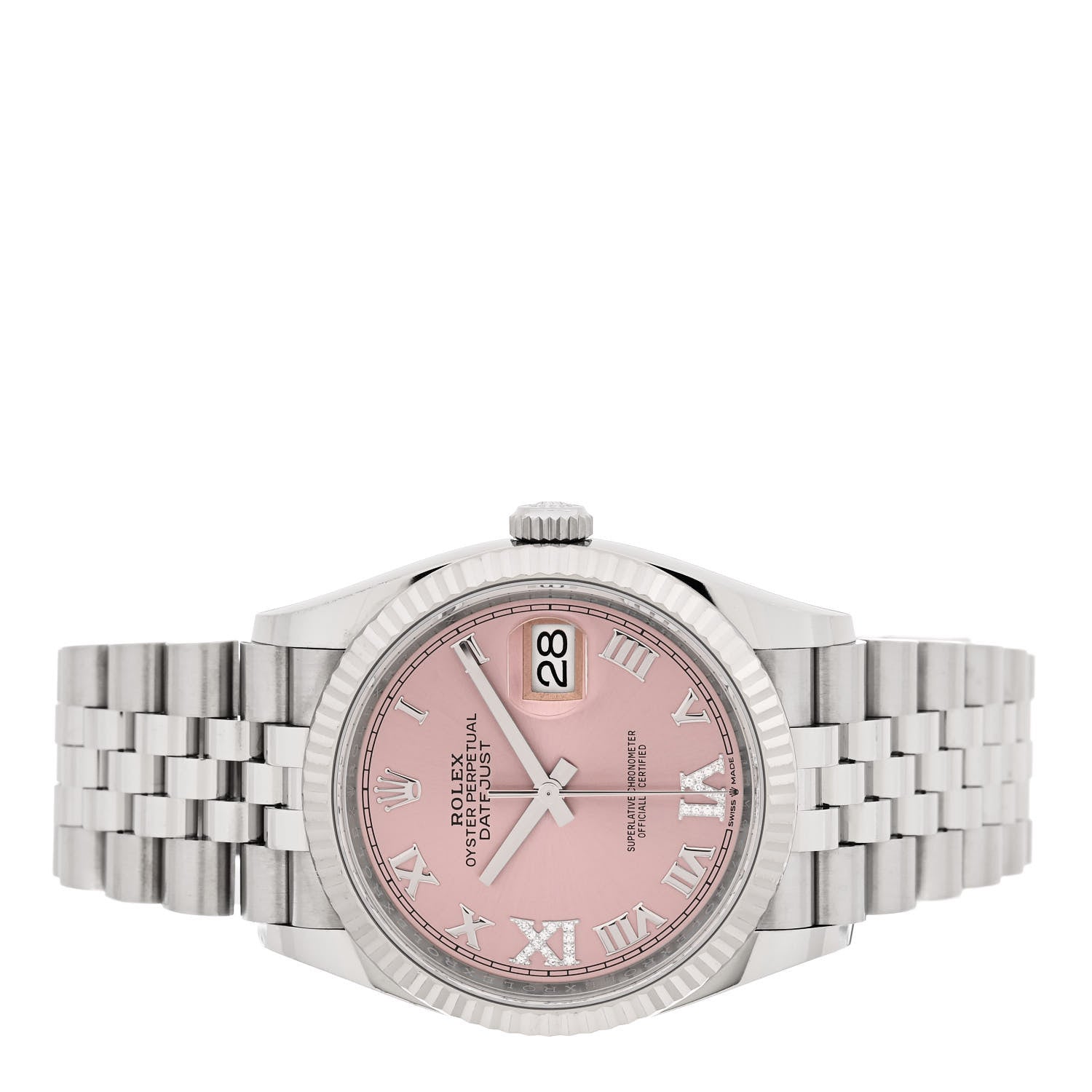 Rolex Stainless Steel 18K White Gold Diamond 36mm Oyster Perpetual Datejust Watch Pink 126234 2 of 5