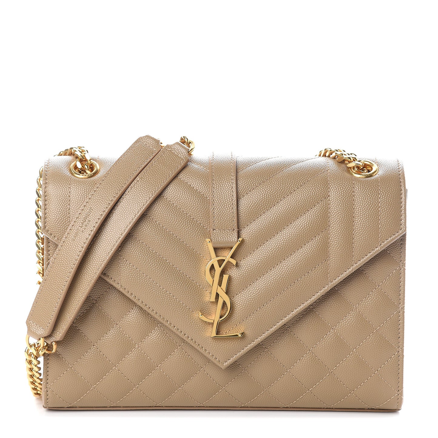 Grain De Poudre Textured Mixed Matelasse Medium Triquilt Monogram Satchel Latte Cream