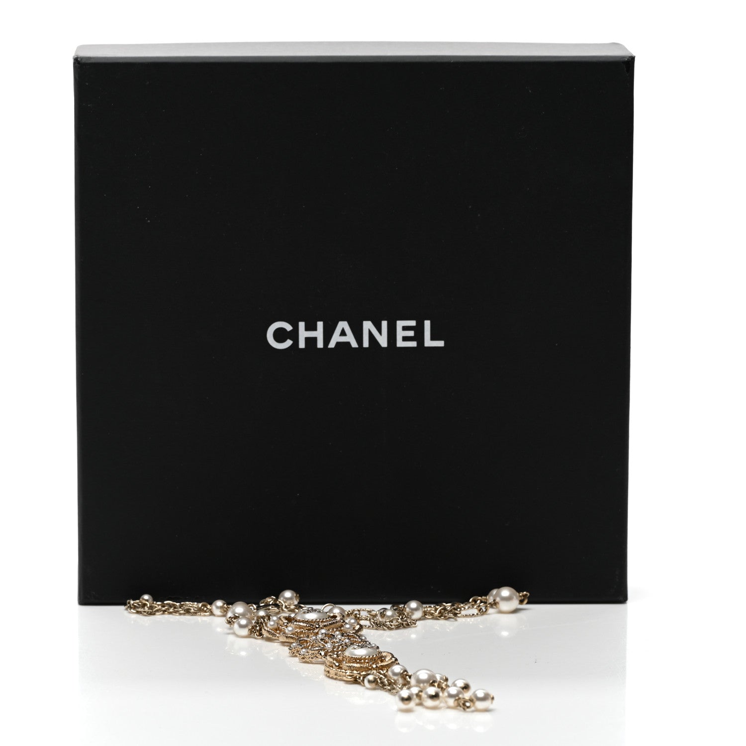 Chanel Crystal Pearl CC Multi Strand Dangle Necklace Gold 6 of 6