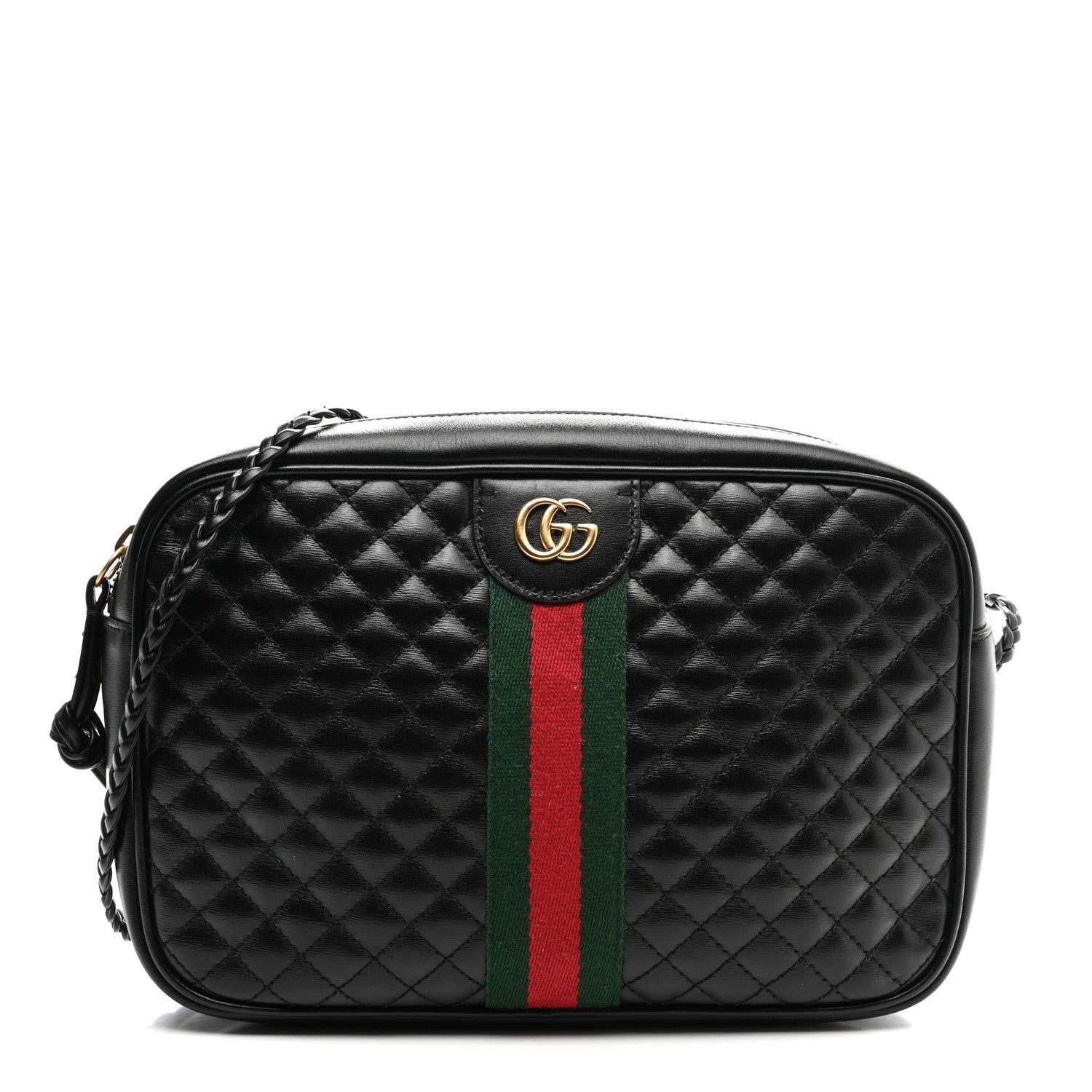 Gucci Calfskin Web Trapuntata Small GG Shoulder Bag Black 1 of 10