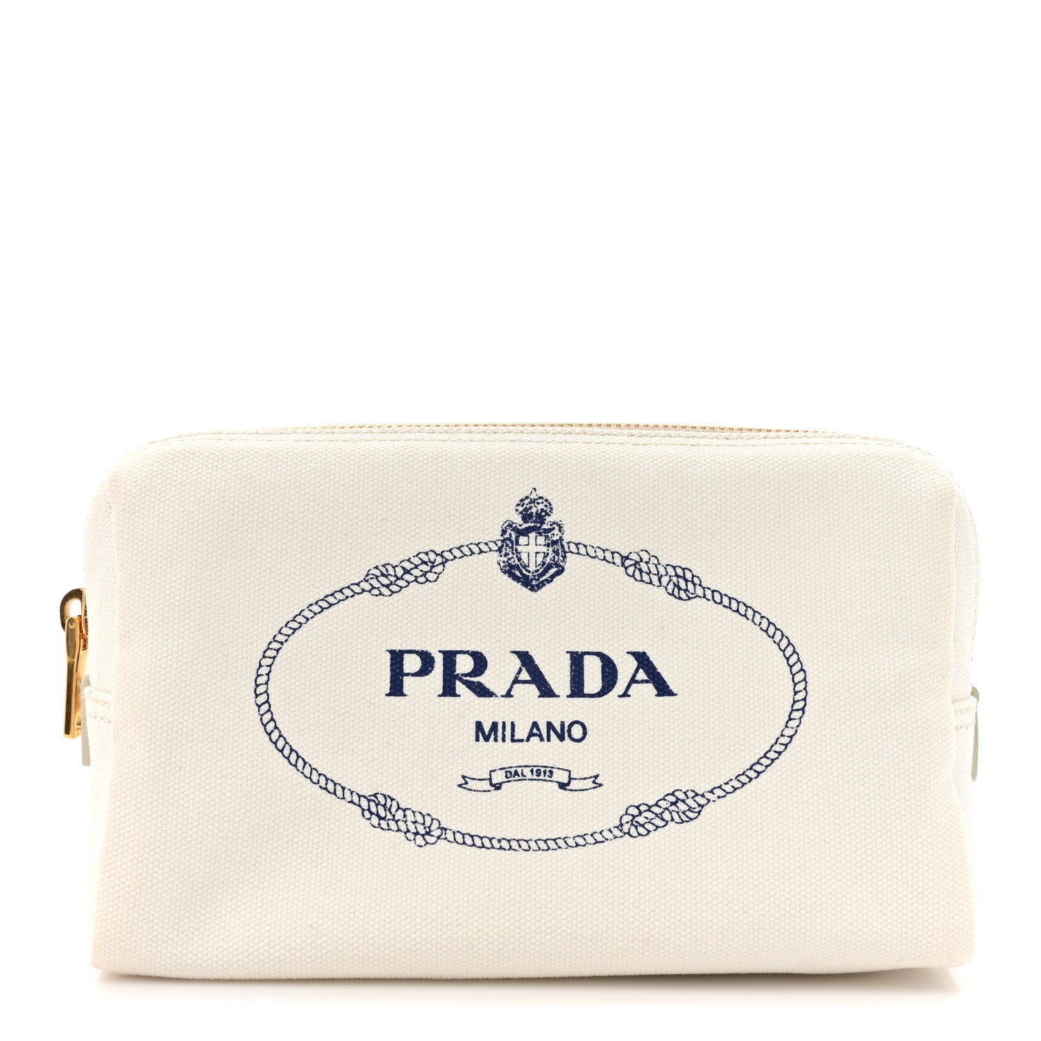 Prada Canvas Canapa Logo Pouch White Blue 1 of 6