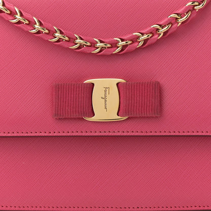 Salvatore Ferragamo Hammered Calfskin Vara Bow Chain Crossbody Pink 8 of 15
