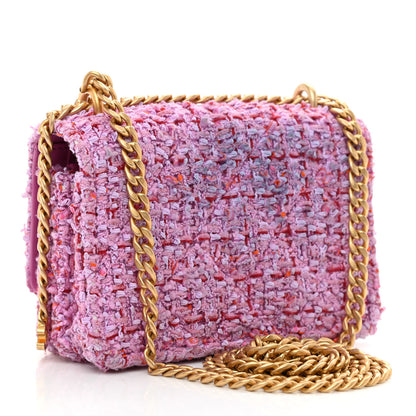 Chanel Tweed Enamel Quilted Pending CC Mini Wallet On Chain WOC Pink Purple 3 of 12