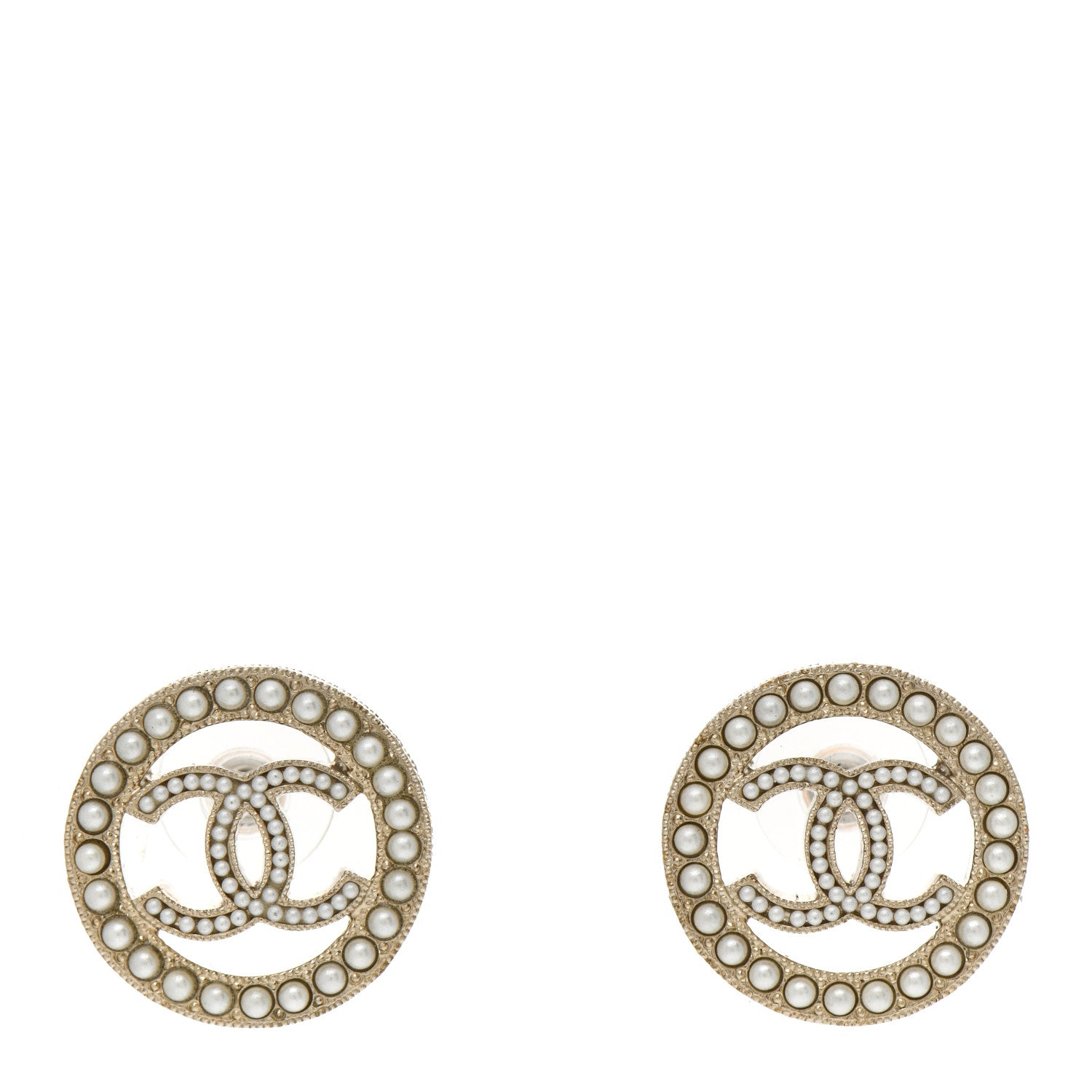 Chanel Pearl CC Round Earrings Gold 1 of 4