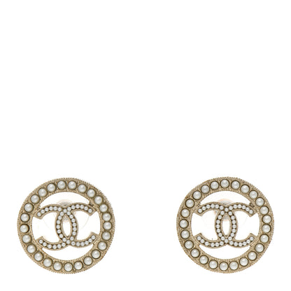 Chanel Pearl CC Round Earrings Gold 1 of 4