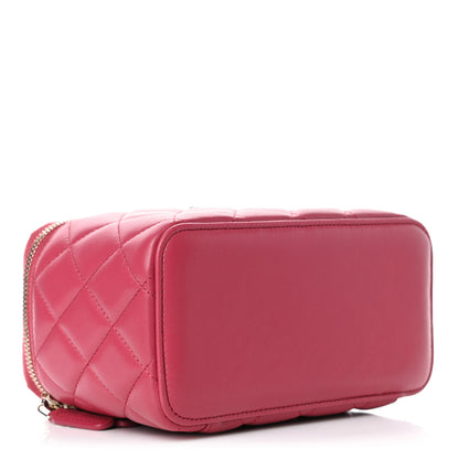 Chanel Lambskin Quilted Small Top Handle Vanity Case With Chain Dark Pink 3 of 4