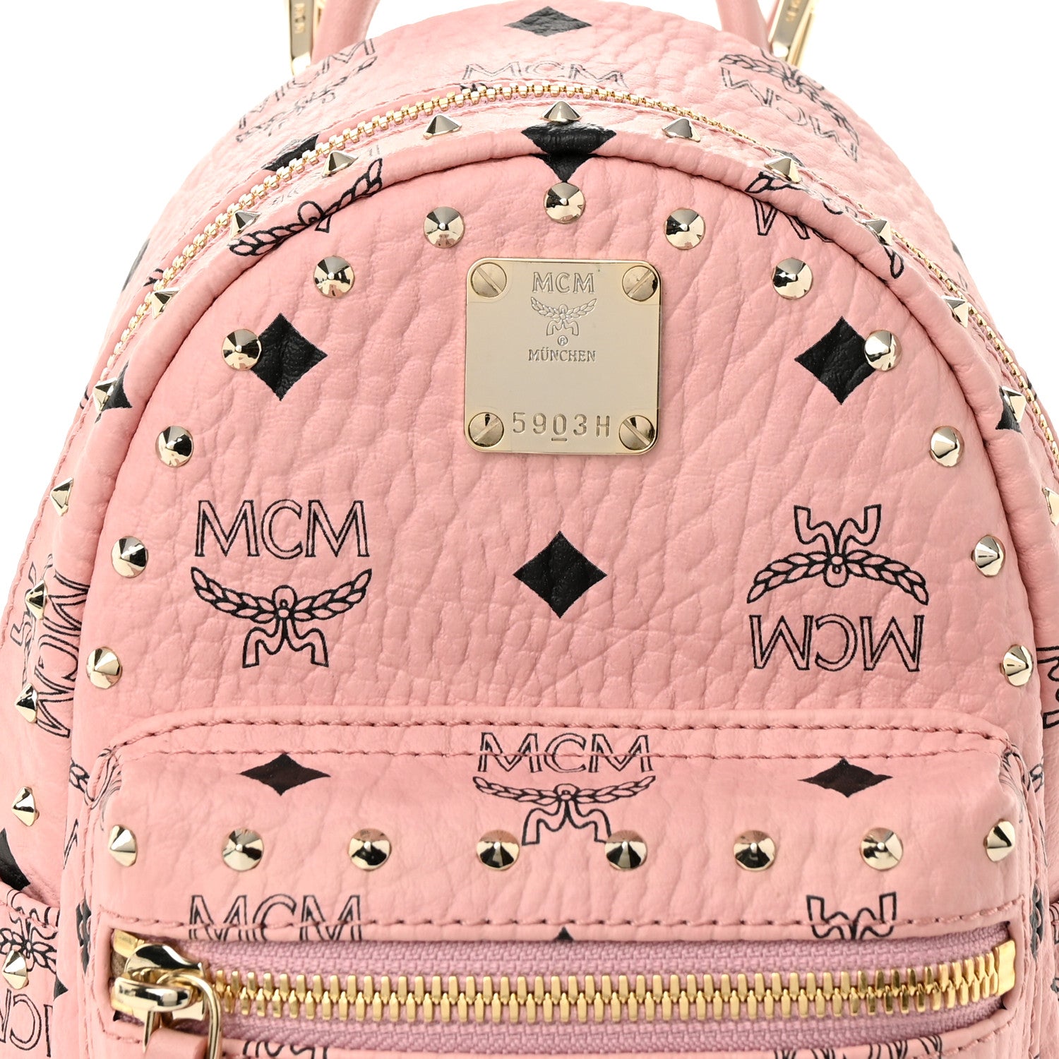 MCM Visetos Stud Mini Stark Backpack Soft Pink 7 of 9