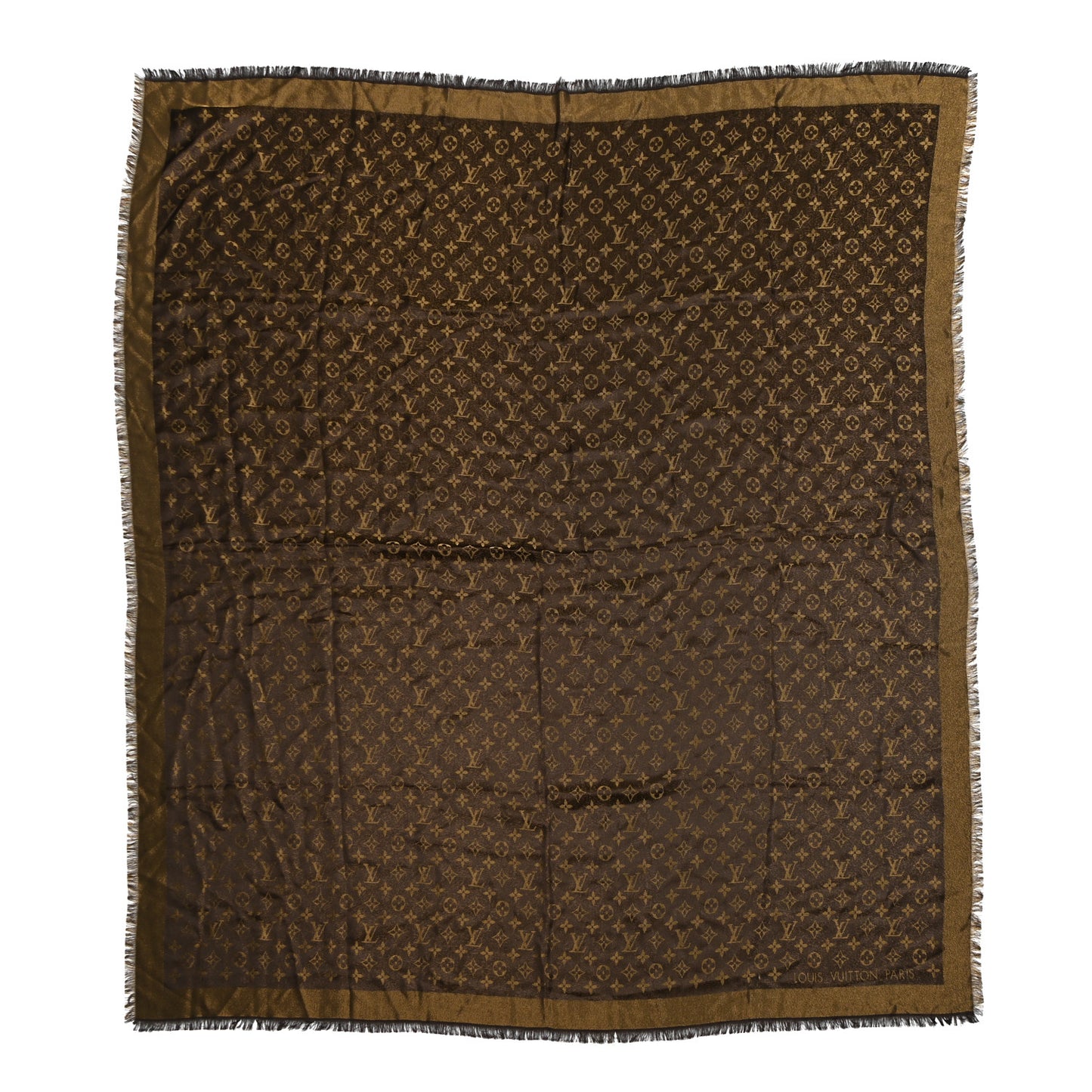 Silk Lurex Wool Monogram Shine Shawl Marron