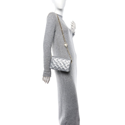 Louis Vuitton Metallic Lambskin Embossed Monogram Pochette Coussin Silver 2 of 11