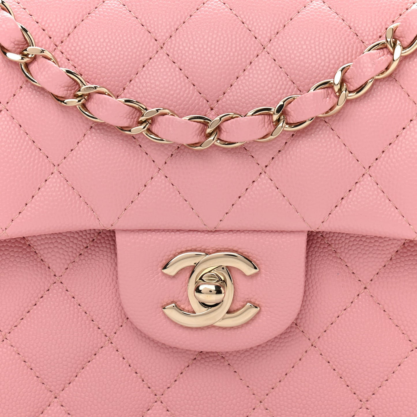 Caviar Quilted Small Double Flap Pink