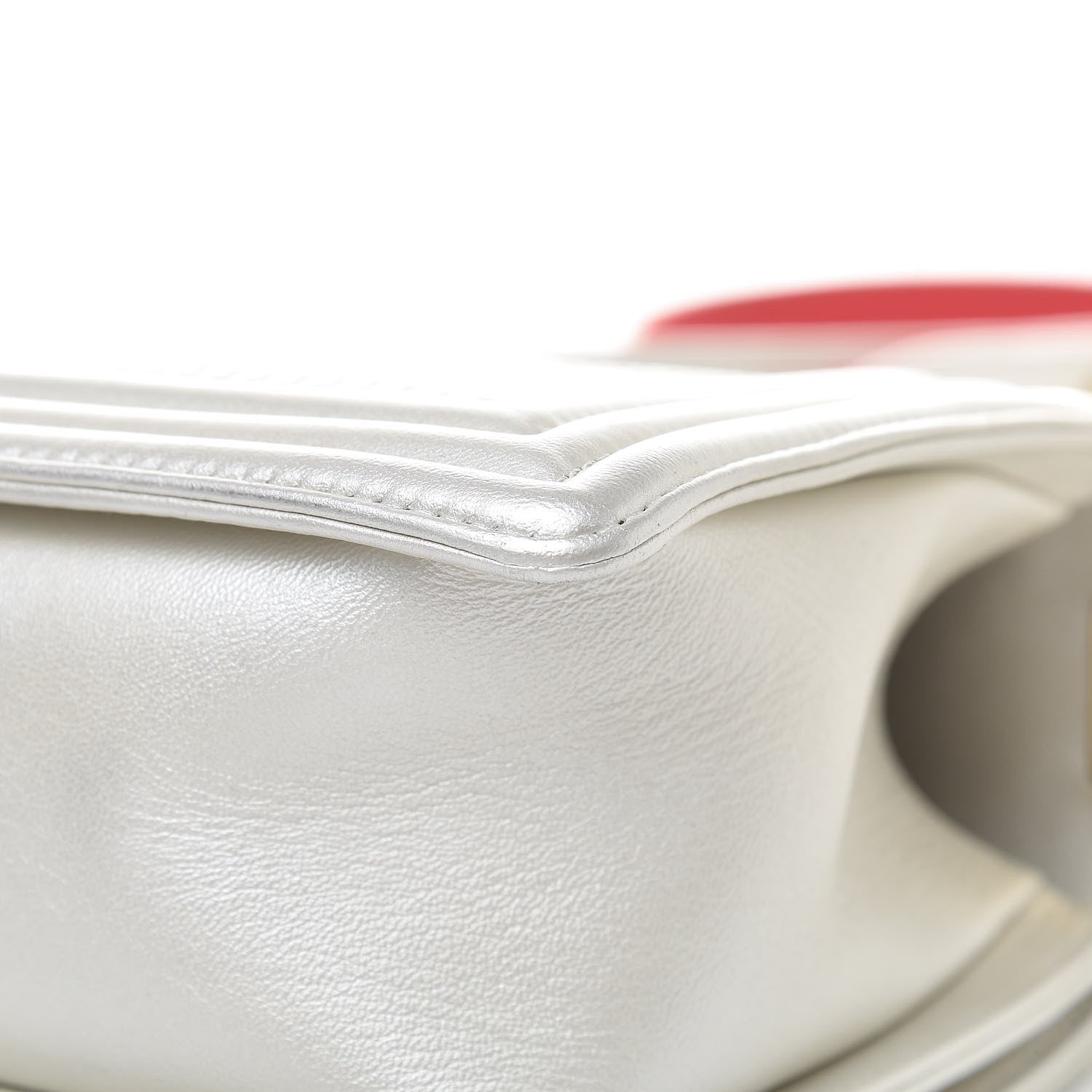 Chanel Lambskin Embossed Medium Boy Cube Flap White Red 11 of 17