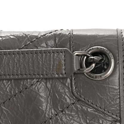 Saint Laurent Crinkled Calfskin Matelasse Monogram Medium Niki Chain Satchel Fog 14 of 14
