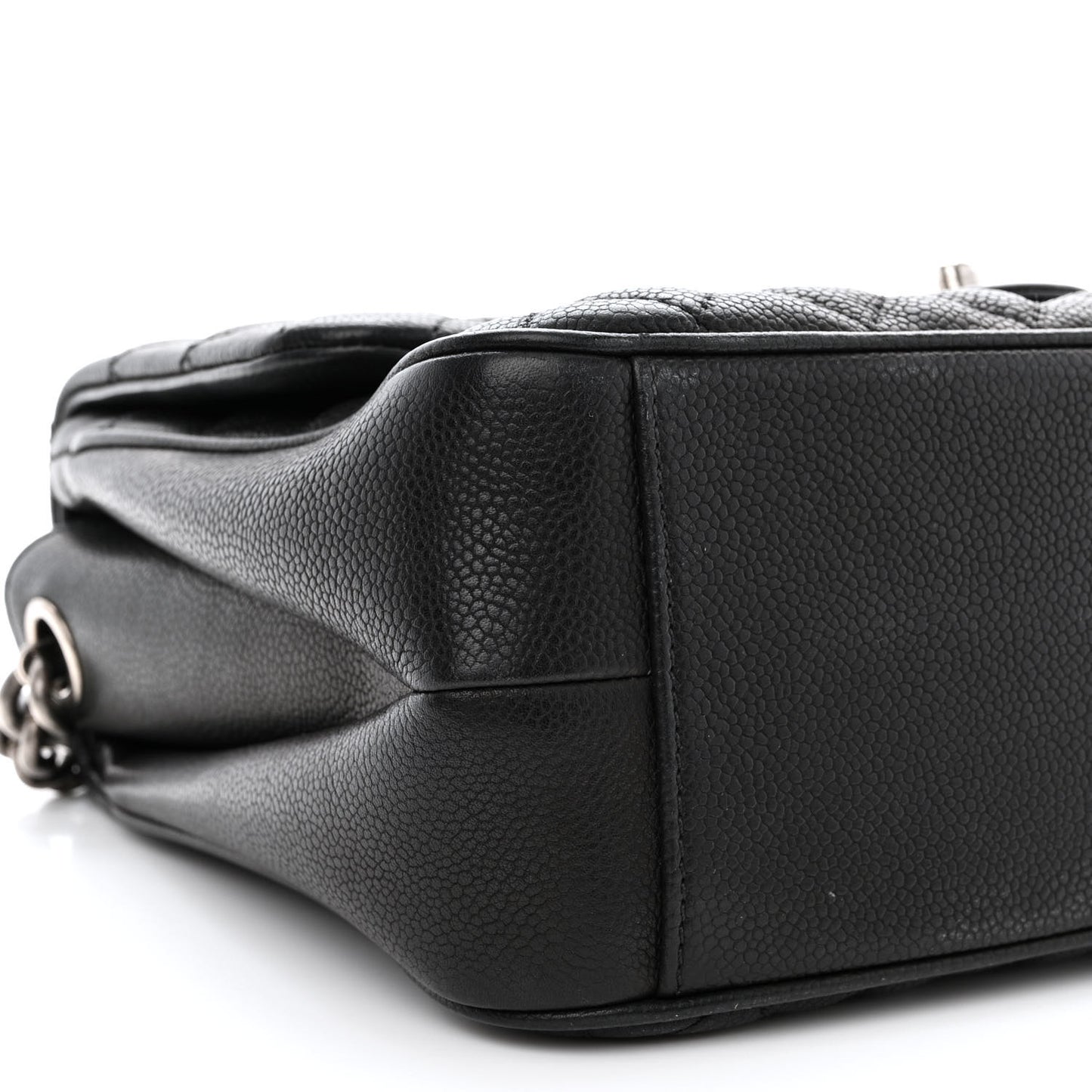 Caviar Quilted Medium Rock In Rome Single Flap Black