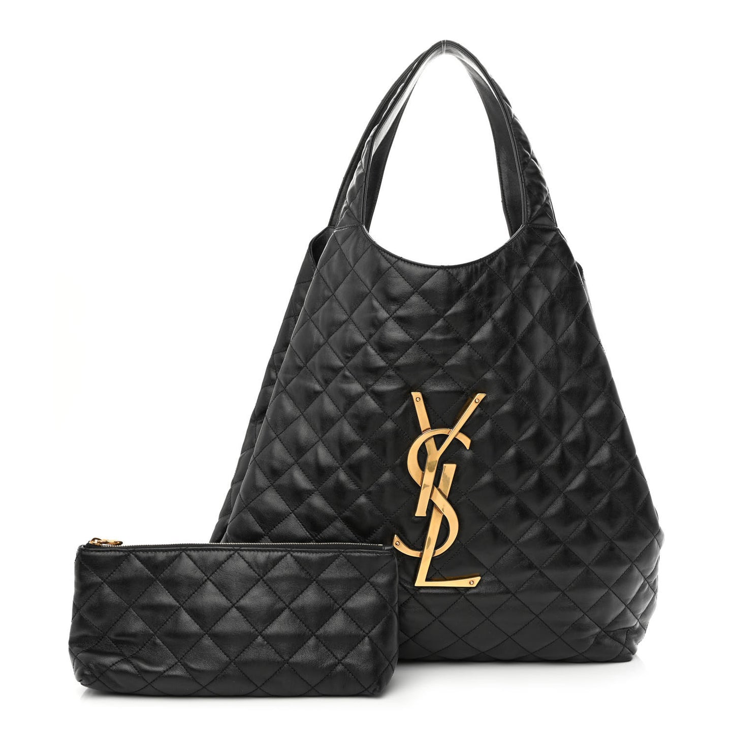 Lambskin Quilted Maxi Icare Shopping Tote Black