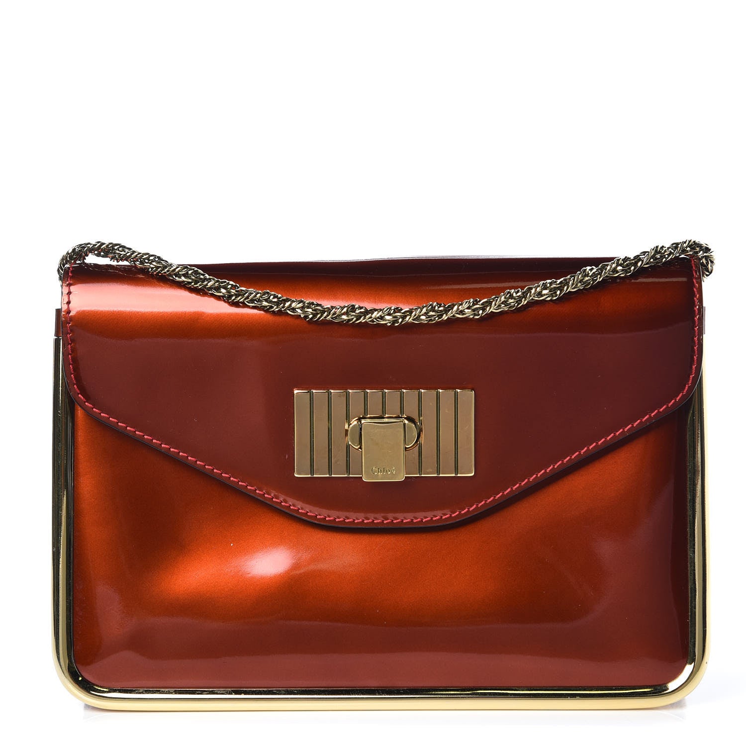 Chloe Patent Calfskin Small Sally Flap Bag Copper Red 1 of 9