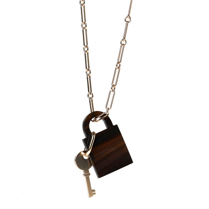 Hermes Permabrass Buffalo Horn Amulette Padlock PM Pendant Necklace 3 of 6