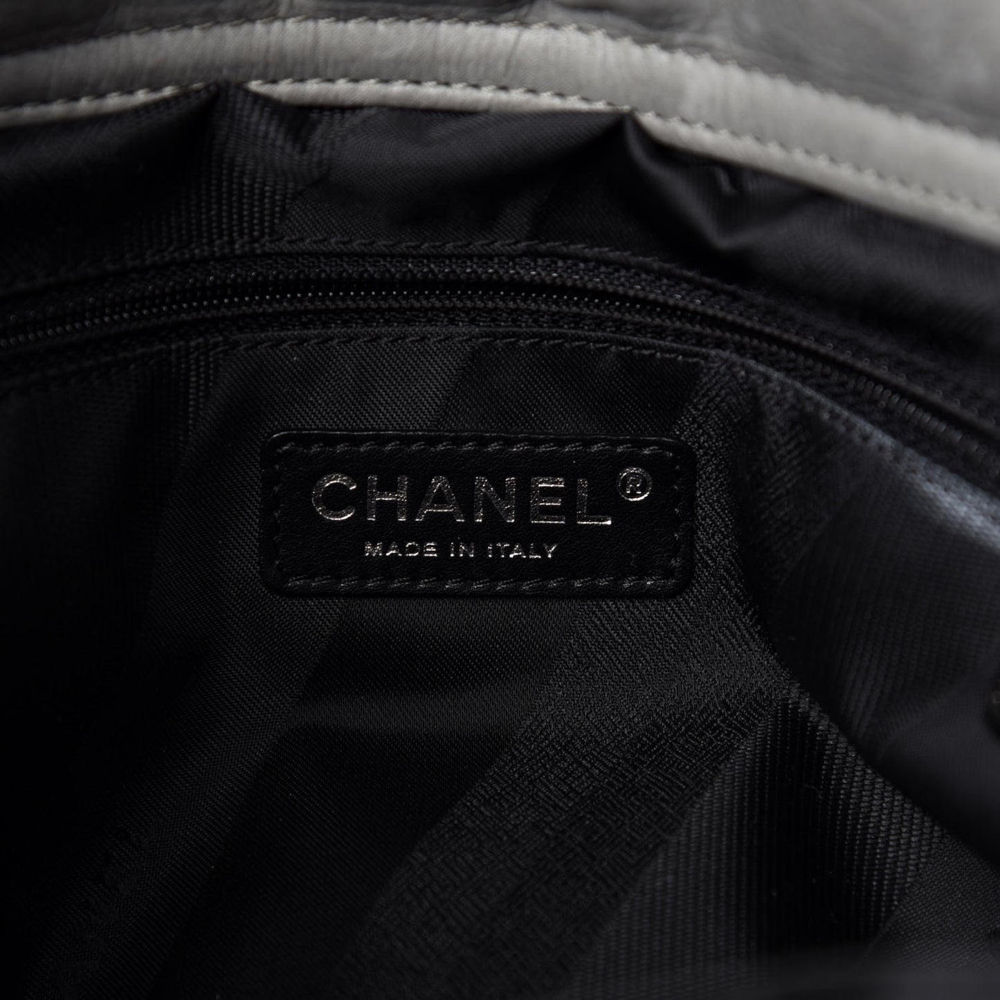 Glazed Calfskin Lambskin Quilted Portobello Tote Black Grey