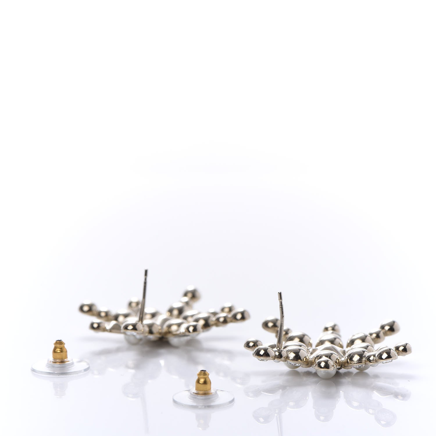 Chanel Crystal Pearl Star Glass Earrings Gold 3 of 5