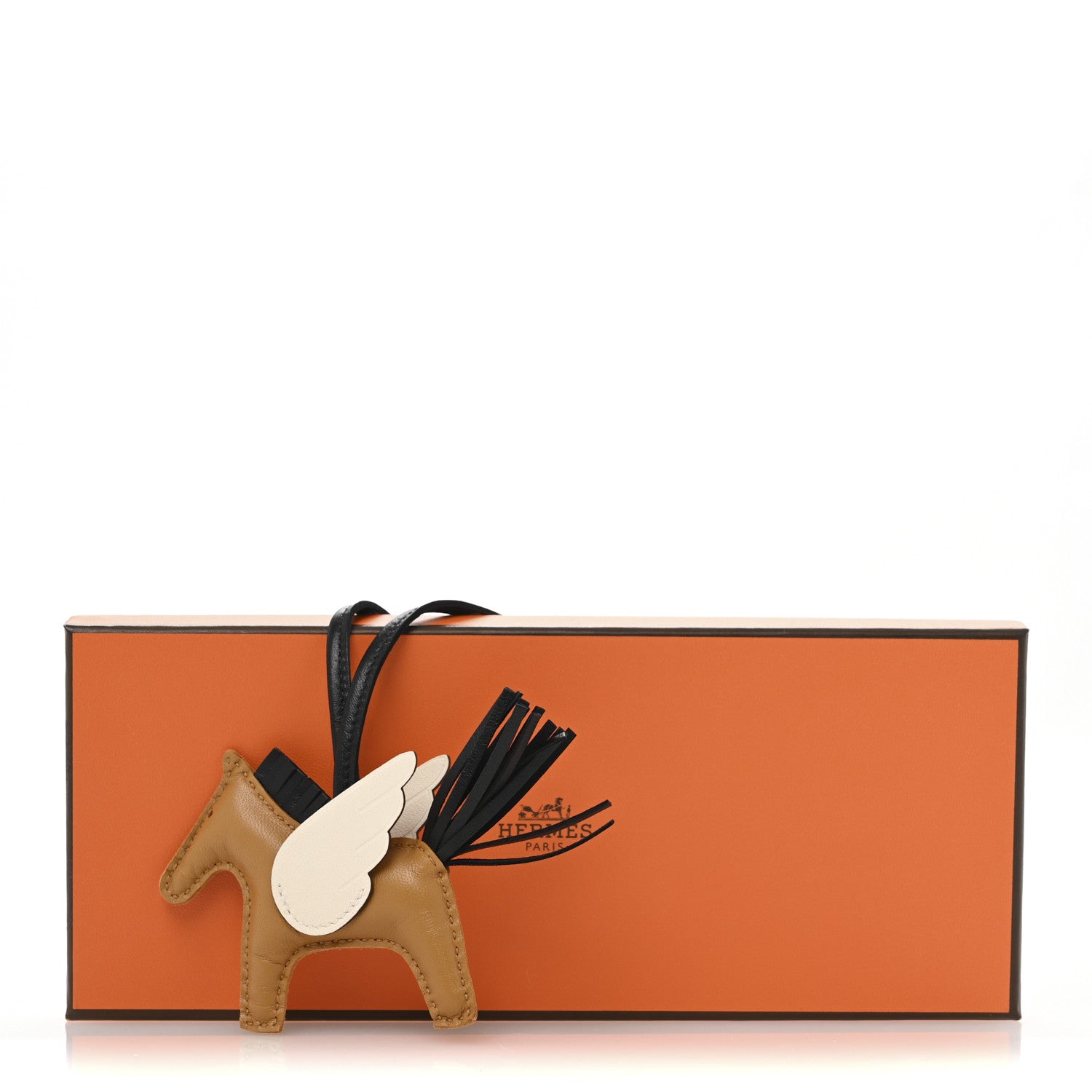 Hermes Milo Lambskin Grigri Rodeo Pegase Horse Bag Charm PM Sesame Black Nata 5 of 5