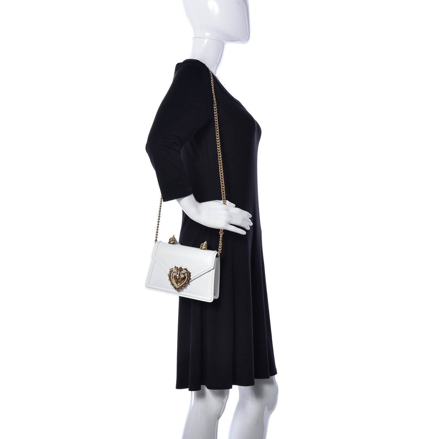 Dolce & Gabbana Smooth Calfskin Small Devotion Envelope Top Handle Bag White 2 of 8