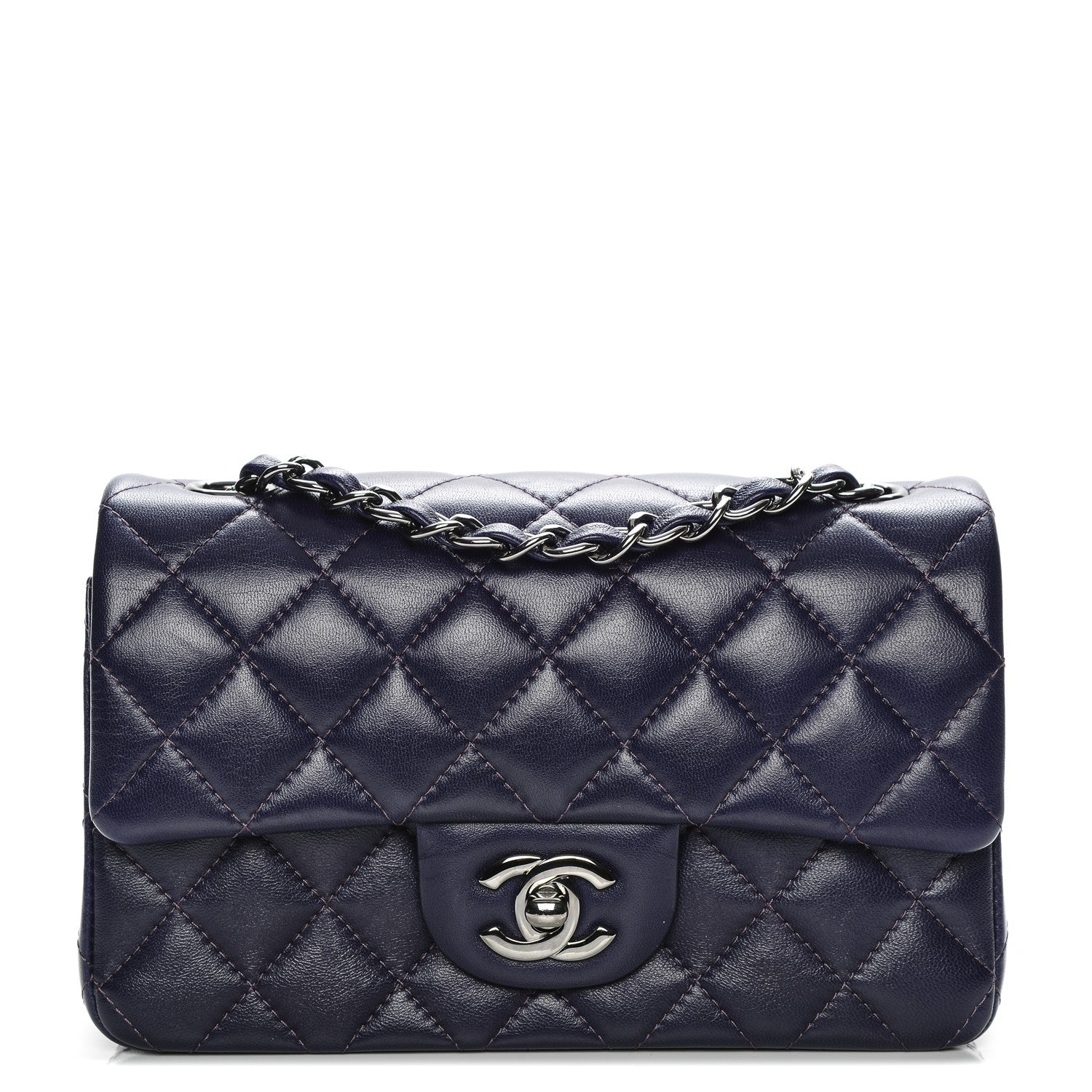 Chanel Lambskin Quilted Mini Rectangular Flap Dark Purple 1 of 8