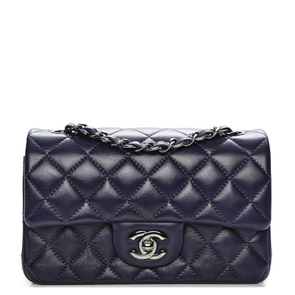 Chanel Lambskin Quilted Mini Rectangular Flap Dark Purple 1 of 8