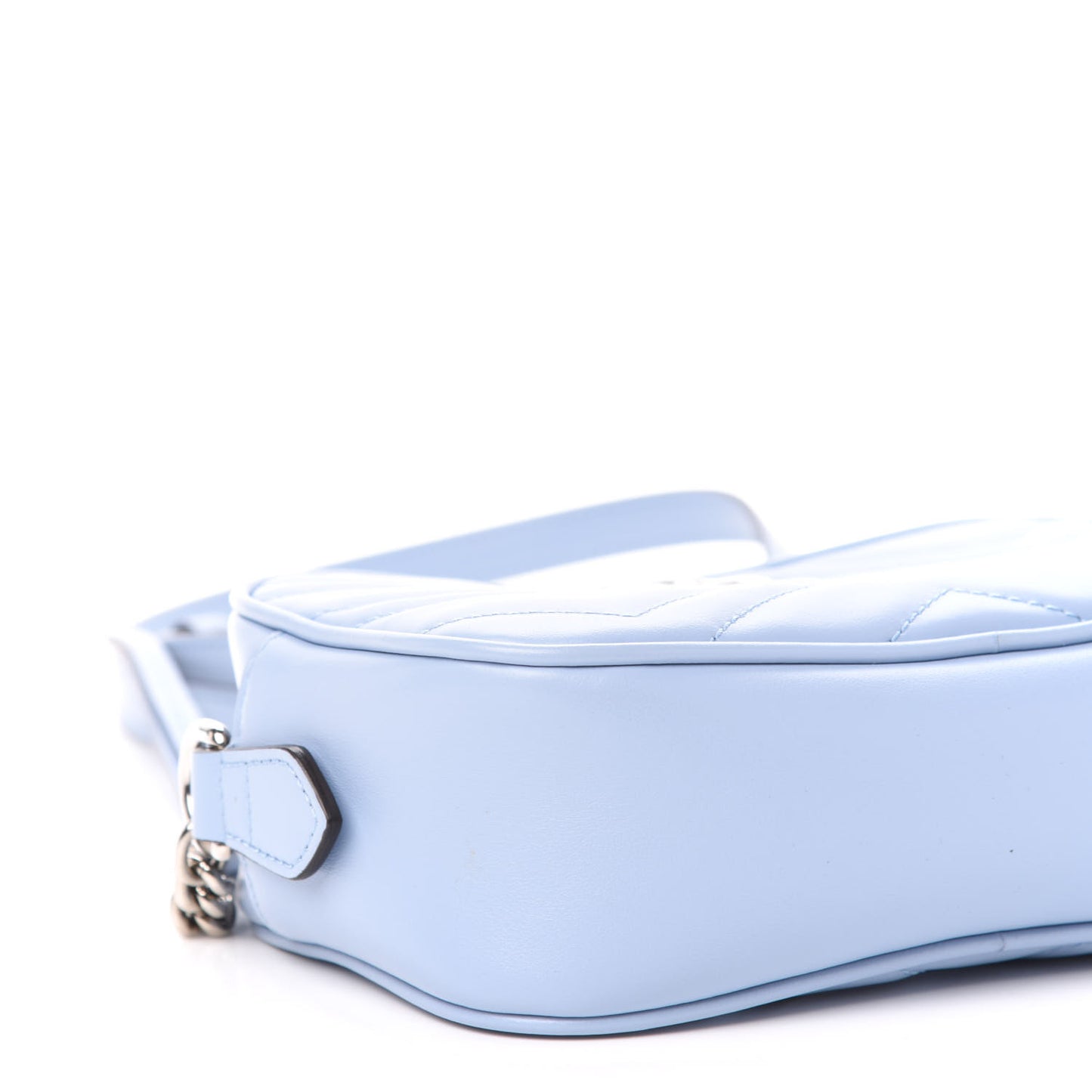 Calfskin Matelasse Mini GG Marmont Chain Shoulder Bag Porcelain Light Blue
