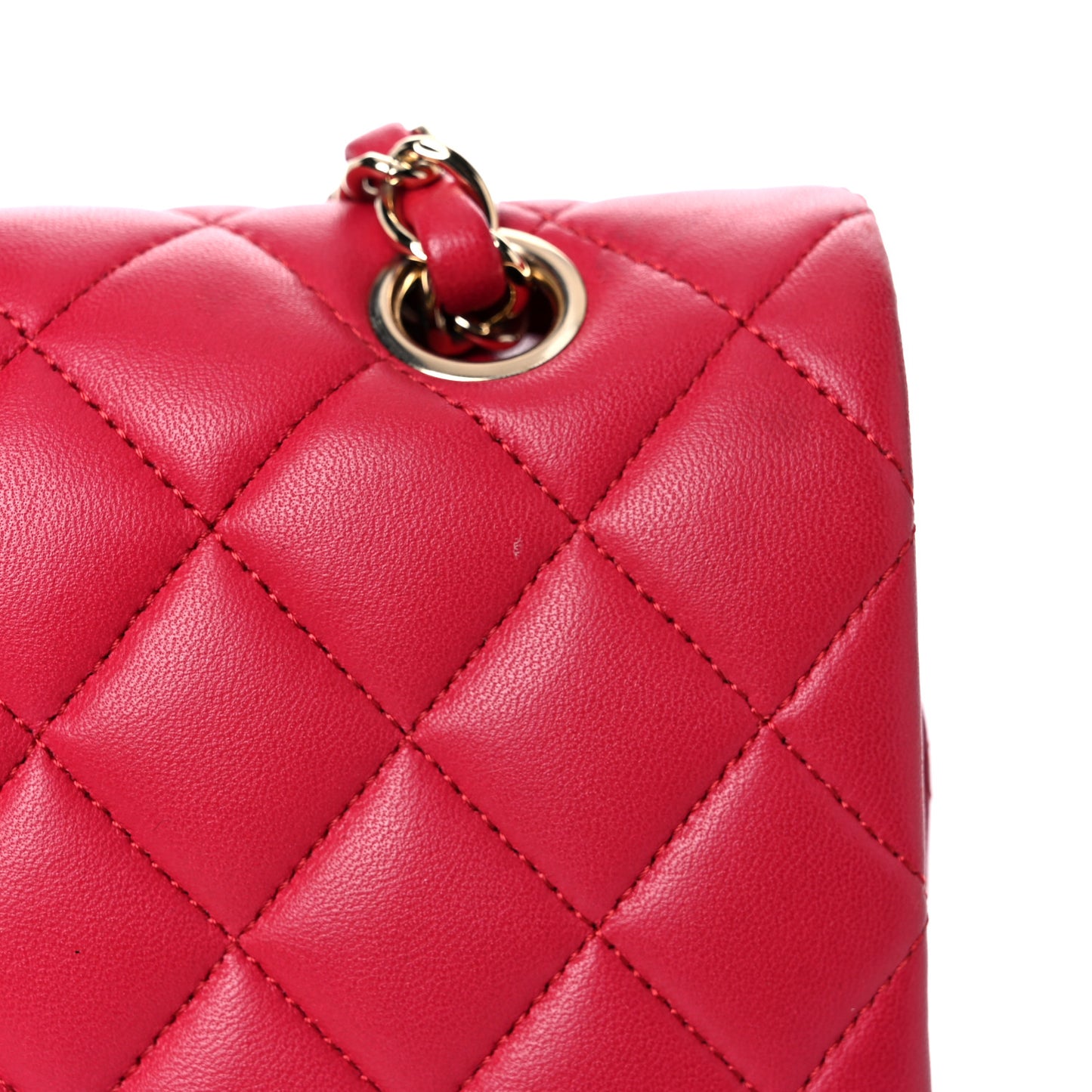 Lambskin Quilted Medium Double Flap Dark Pink